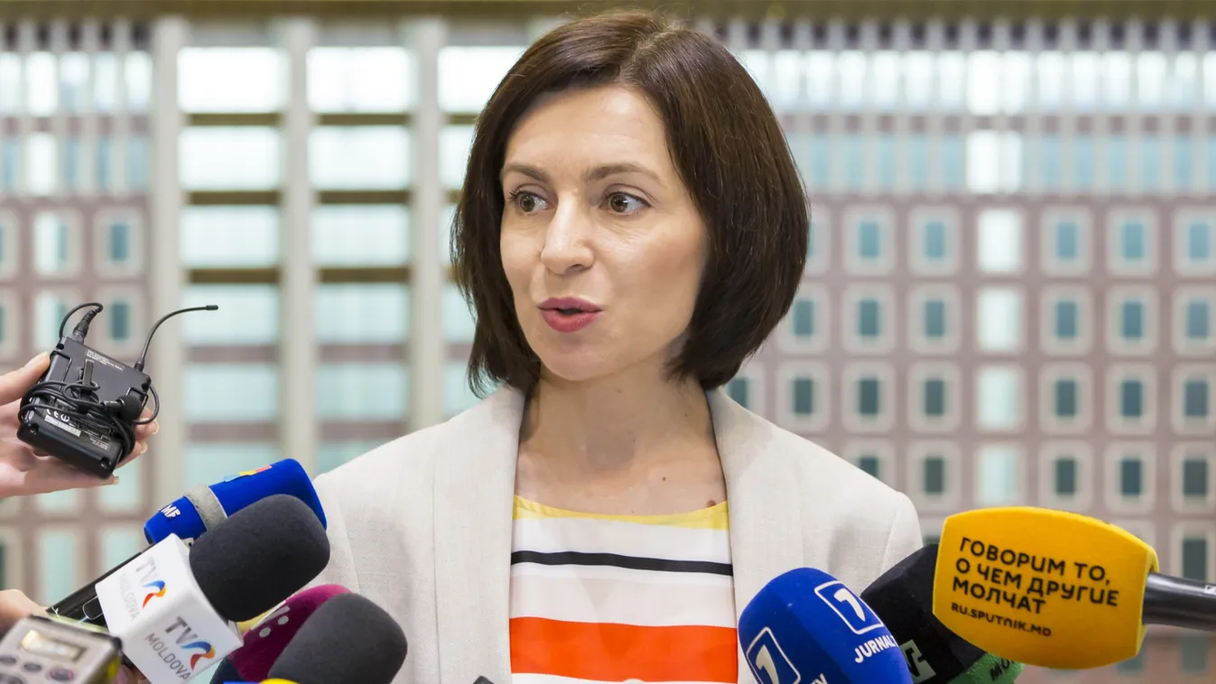 5911566 10.06.2019 Newly appointed Prime Minister of Moldova Maia Sandu speaks to the media after the first meeting of the new cabinet, in Chisinau, Moldova. The Parliament has recognized the decisions of the Constitutional Court to transfer Igor Dodon's 