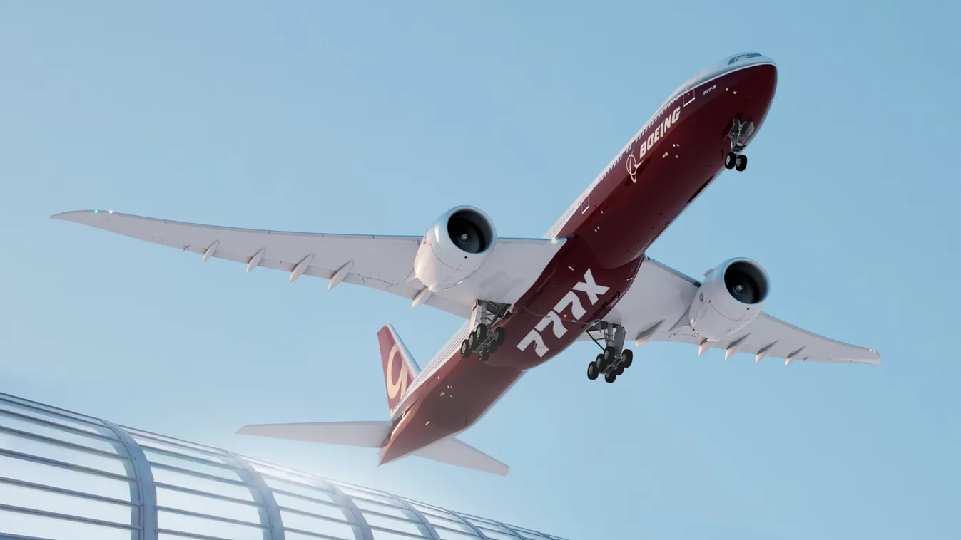 777-9X K66137-01 Take off landing with fence wheels down underneath from right side 777-9X; K66137-01; Take off; landing with fence; wheels down; underneath from right side 