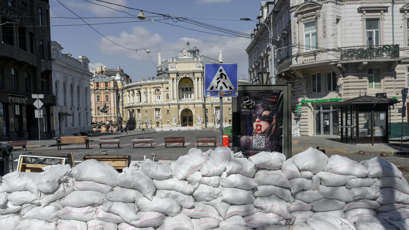 Ukrán válság 2022, orosz, ukrán, háború, Ukrajna, Odessza, barikád, homokzsákok 