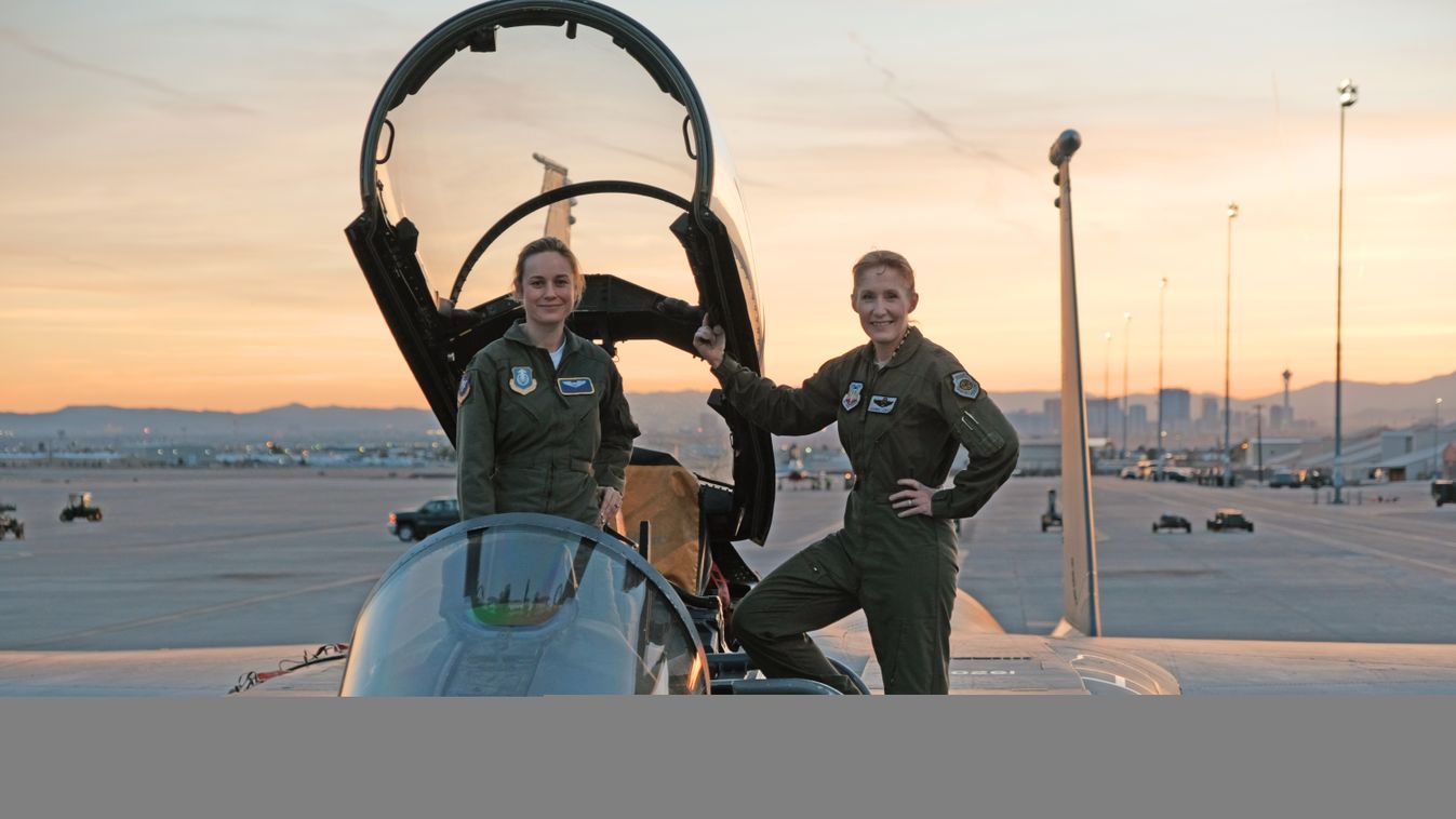 null null Marvel Studios' CAPTAIN MARVEL

Brie Larson (left) gets hands-on help from Brigadier General Jeannie Leavitt, 57th Wing Commander (right), on a recent trip to Nellis Air Force Base in Nevada to research her character, Carol Danvers aka Captain M