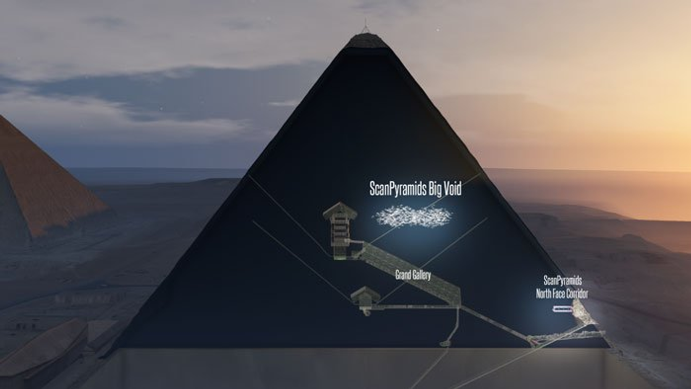 A titkos kamra a piramison belül a nagy galéria néven ismert folyosó felett helyezkedik el 
