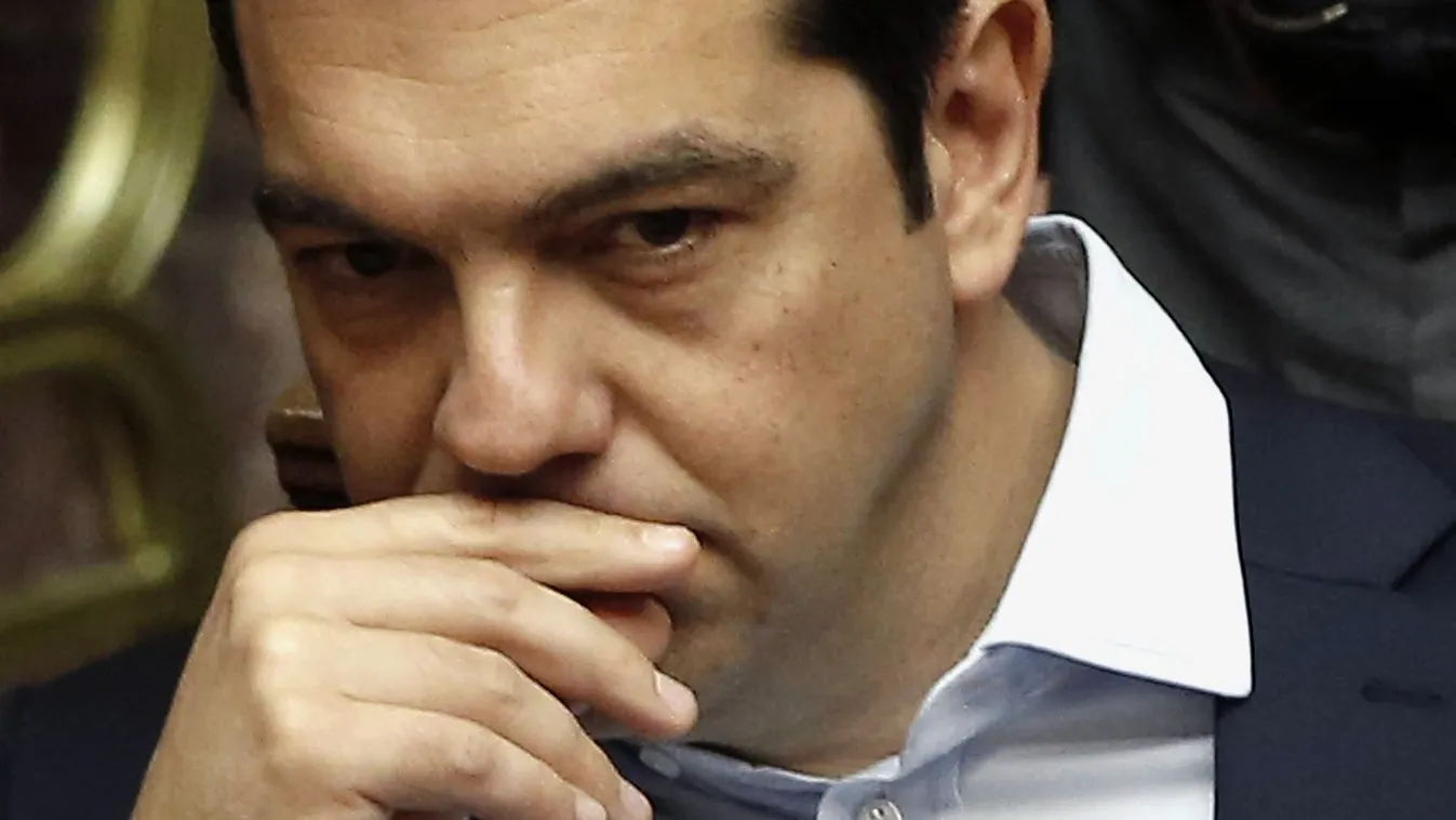 Ciprasz görög Alexis Tsipras Greece's Prime Minister Alexis Tsipras attends an emergency Parliament session for the government’s proposed referendum in Athens, Saturday, June 27, 2015. 