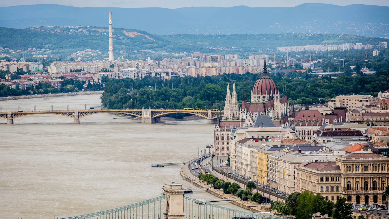 Budapest, város, látkép, belváros, Parlament, Lánchíd 