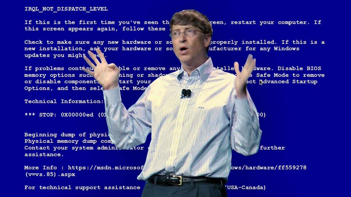 windows, kék halál, leégés, ciki, Bill Gates 