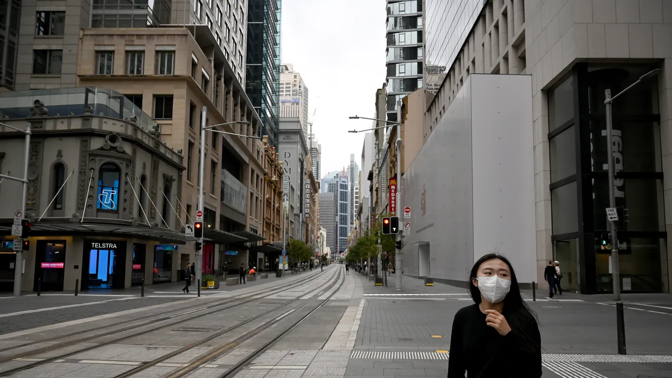 koronavírus korona vírus fertőzés járvány betegség fertőtlenítés maszk
Ausztrália Sydney üres néptelen utca
maszk 