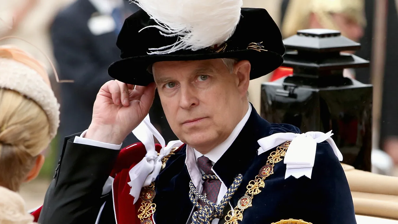 Prince Andrew, Duke of York travels by carriage after the Most Noble Order of the Garter Ceremony at Windsor Castle in southern England, June 16, 2014. The Order is the senior and oldest British Order of Chivalry, founded by Britain's King Edward III in 1