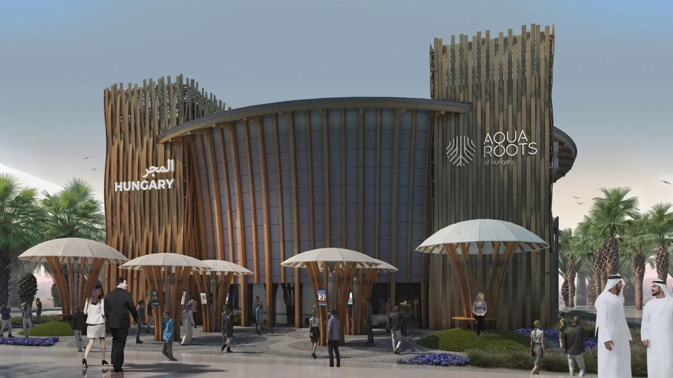 dubai, expo, 2020, 2021, magyar, pavilon, Csernyus Lőrinc, látványterv, épület, Aqua Roots of Hungary 