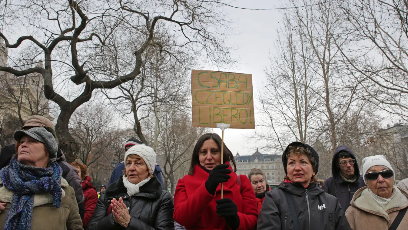 Czeglédy Csaba letartóztatása ellen szervezett tüntetés a Szabadság téren 2018 március 4-én 