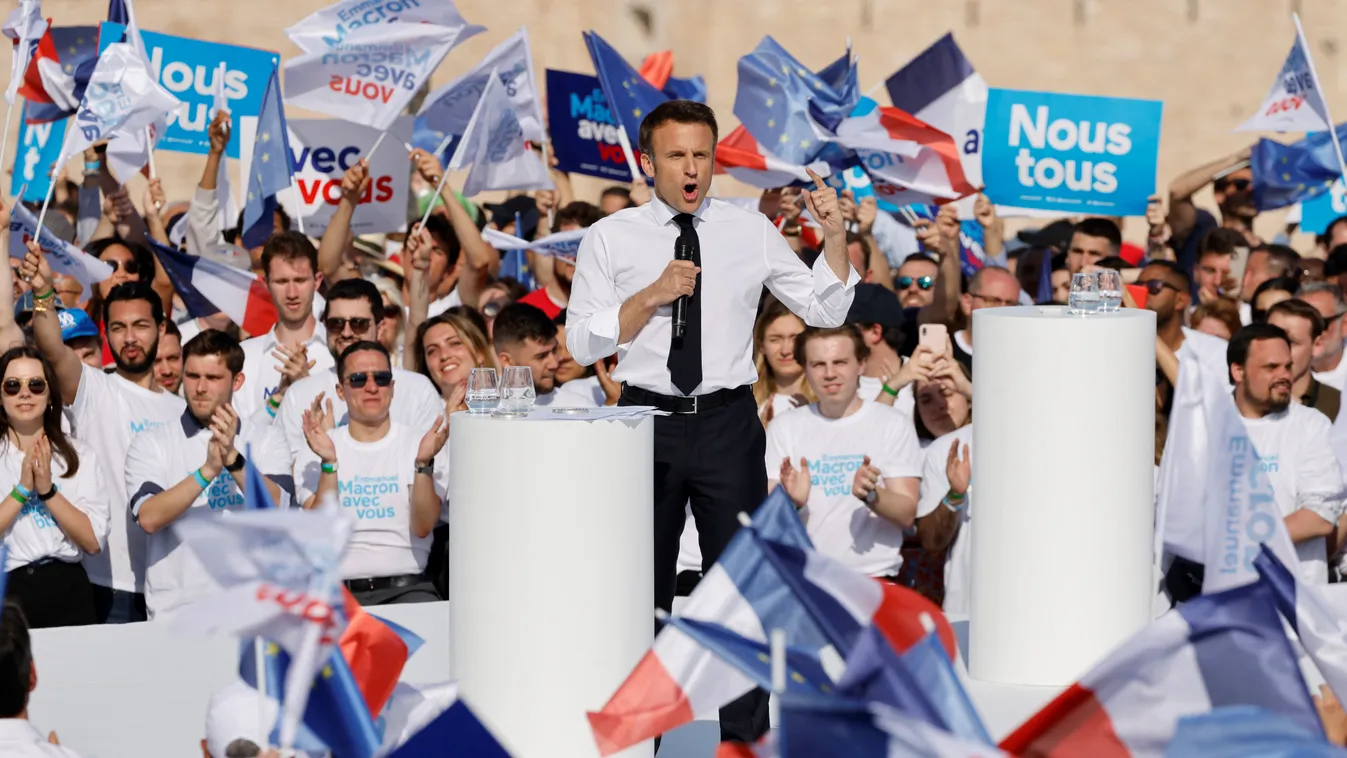 Emmanuell Macron, francia választások 2022, Franciaország, Marseille, kampány 