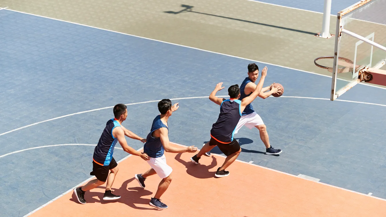 20s asian athlete basket ball china chinese court dribbling east asia exercising game healthy lifestyle high angle view hong kong japan japanese korea korean male man modern life outdoor sport passing people person player playing basketball singapore sing