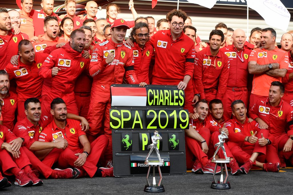 Forma-1, Charles Leclerc, Mattia Binotto, Laurent Mekies, Scuderia Ferrari, Belga Nagydíj 