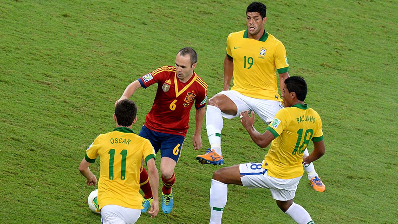 spanyolország-Brazília, konföderációs kupa, Andres Iniesta, Oscar, Hulk és Paulinho