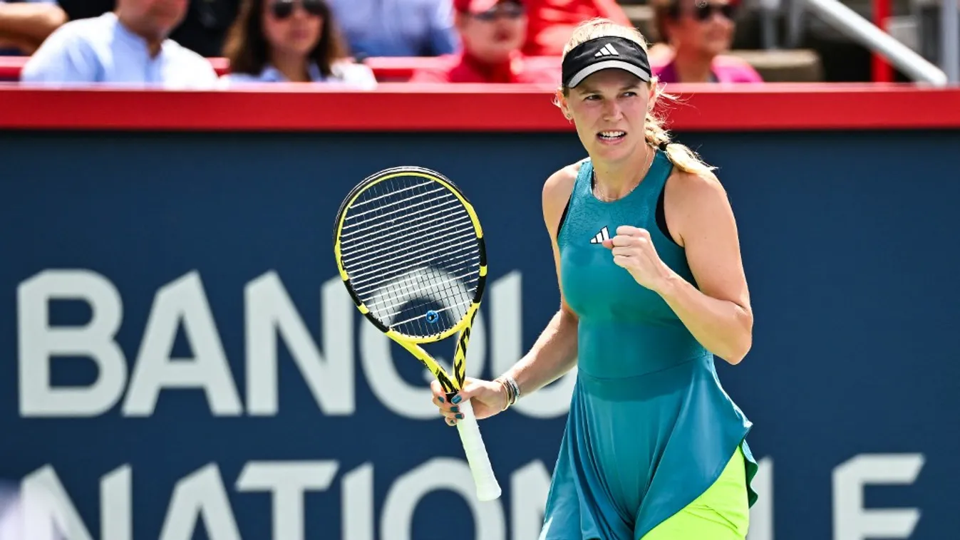 National Bank Open Montréal - Day 2 GettyImageRank2 Point Open People Competition Denmark Canada Quebec Montréal One Person Color Image Winning Incidental People Photography Facial Expression WTA Tour The National Caroline Wozniacki IGA Stadium Day 2 A-Li
