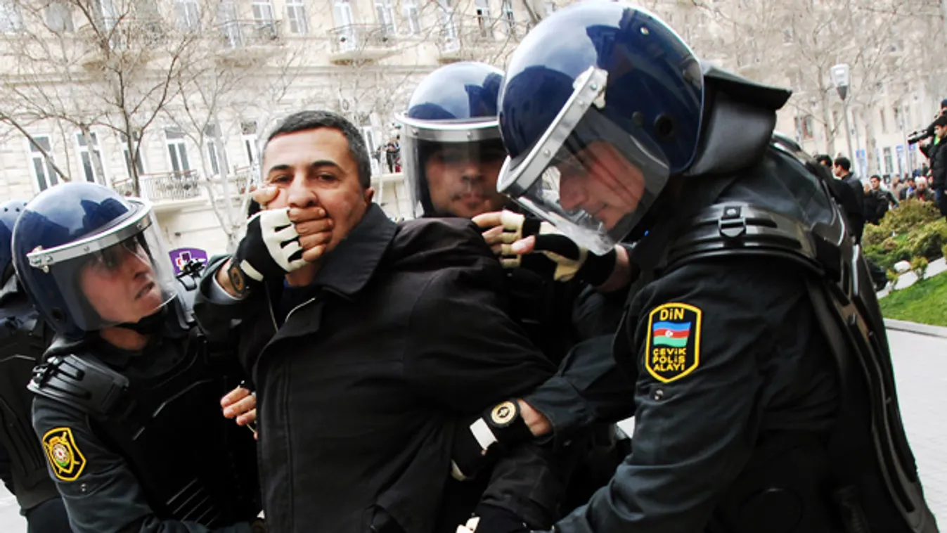 Azerbajdzsán, eurovíziós dalfesztivál, korrupció, ellenzéki tüntetők letartóztatása Bakuban 2011.04.02-án
