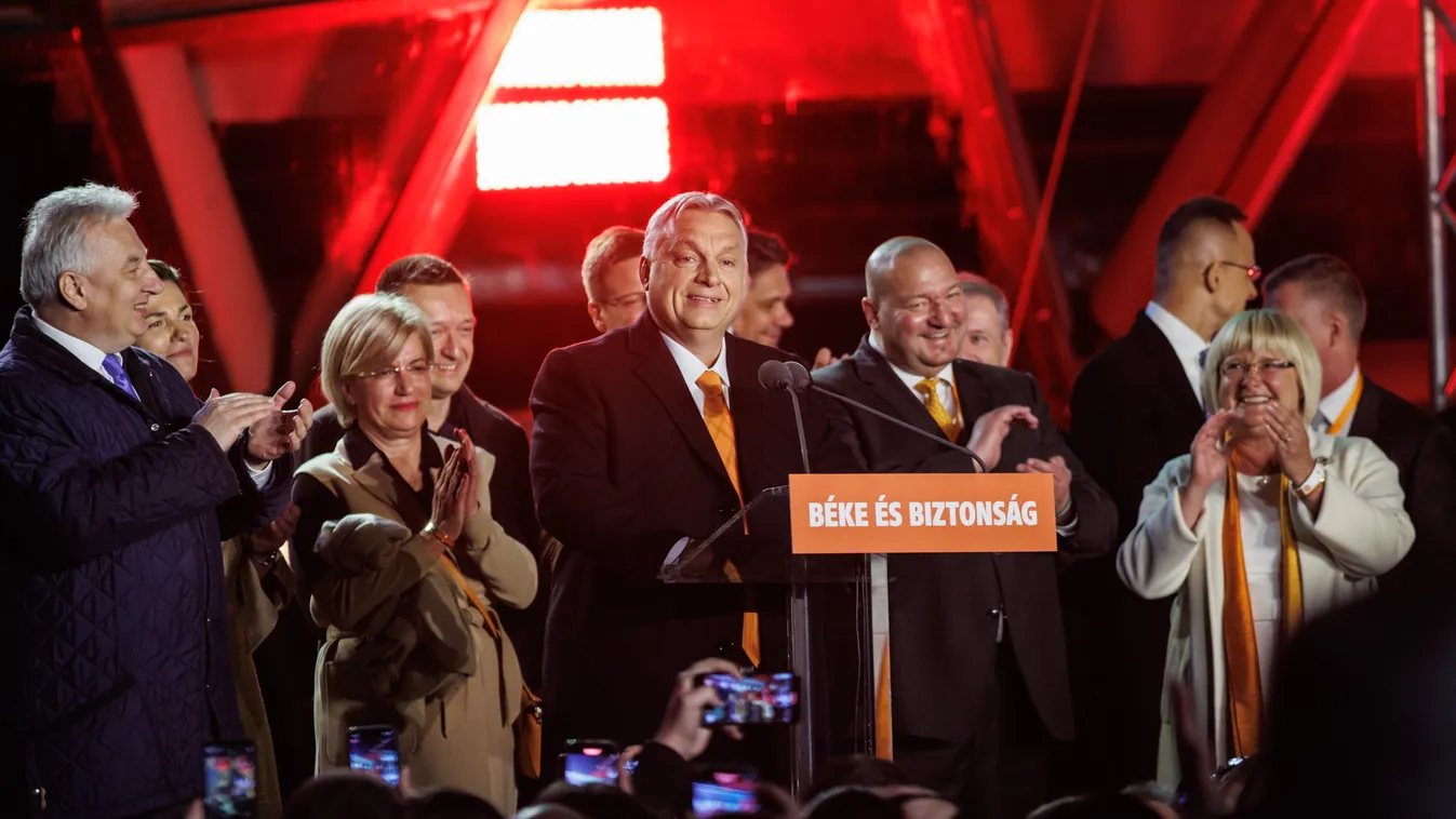 Választás 2022, 2022-es magyarországi országgyűlési választás, eredményváró, Fidesz, Bálna, Orbán Viktor miniszterelnök, a Fidesz elnöke 