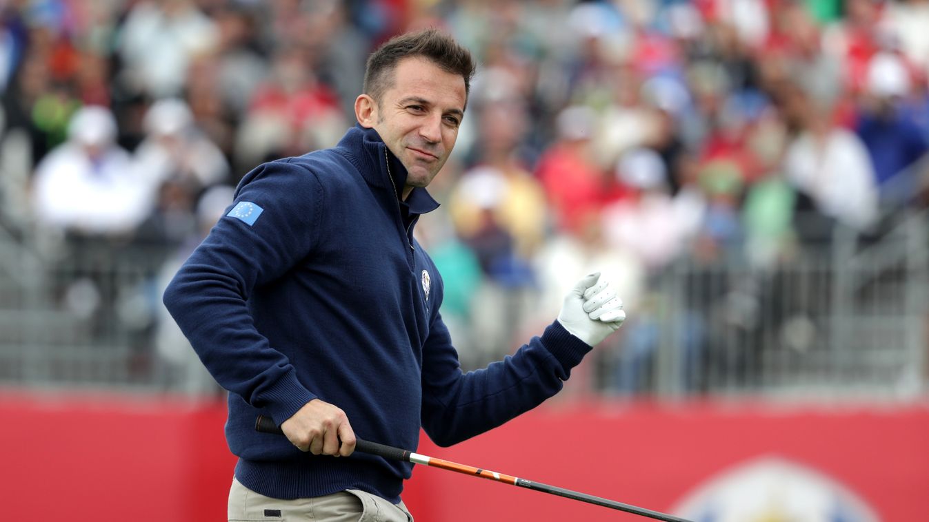 2016 Ryder Cup - Celebrity Matches GettyImageRank2 SPORT HORIZONTAL EUROPE Soccer GOLF USA Tee ATHLETE Photography SOCCER PLAYER Golf Swing Alessandro Del Piero Arts Culture and Entertainment Former Chaska Celebrities Hazeltine National Golf Club The Majo