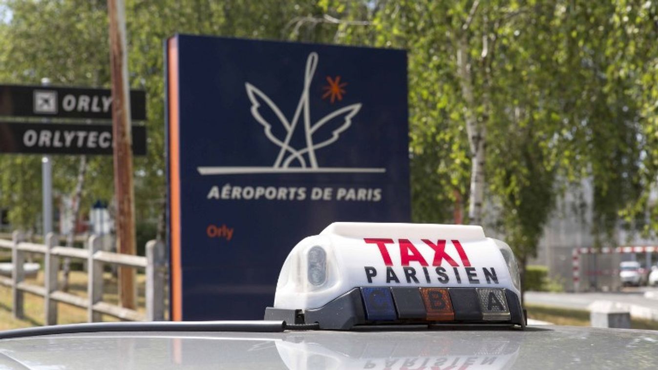 French taxi drivers block roads in strike against Uber France Paris US-based Uber company ORLY AIRPORT Paris Orly Airport STRIKE SQUARE FORMAT 