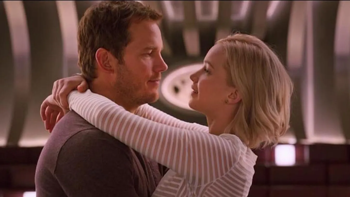 Chris Pratt és Jennifer Lawrence az Utazók című filmben 
