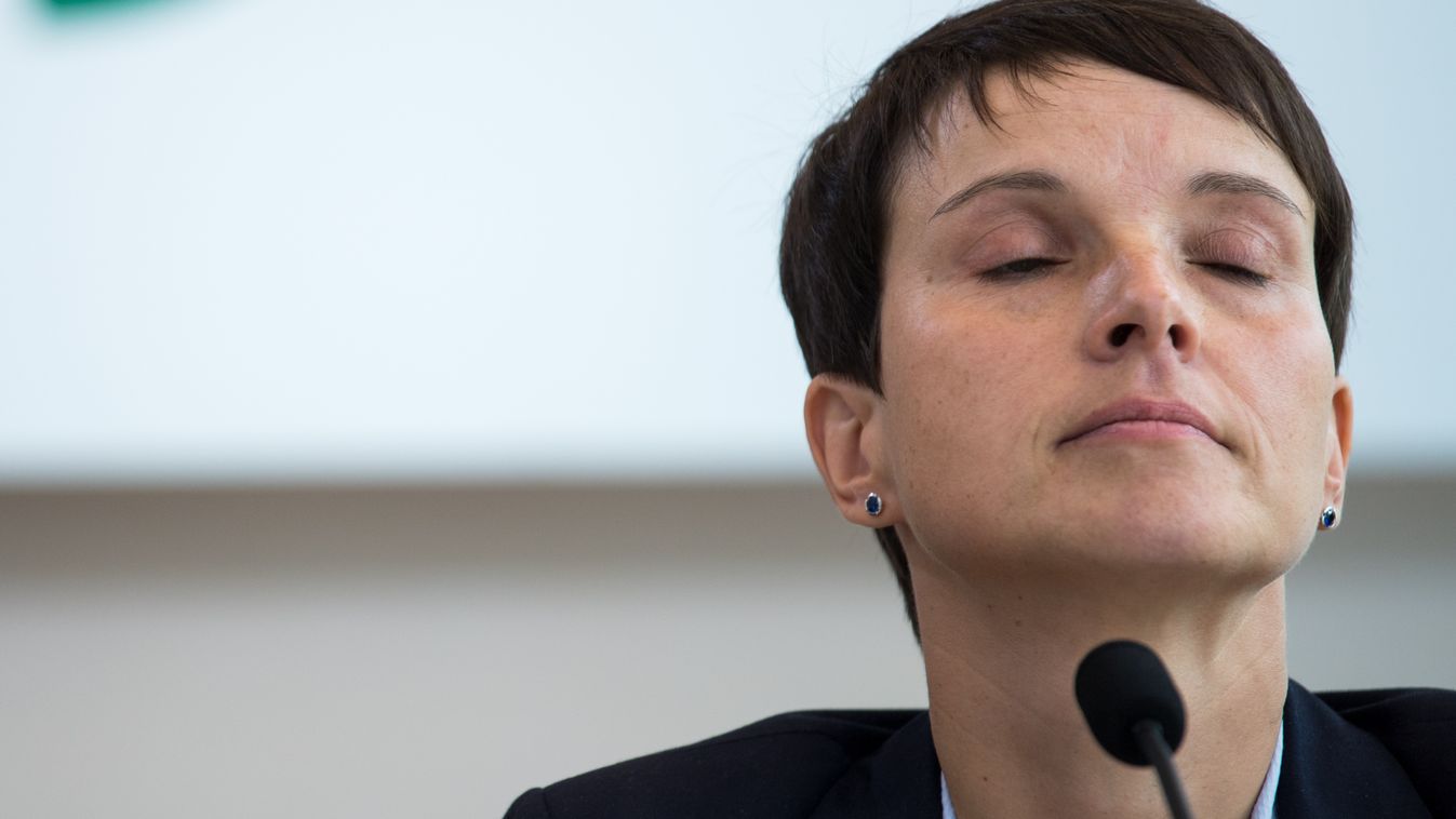 parties Horizontal Frauke Petry, leadership member of Germany's hard-right Alternative for Germany (AfD) party, gives a press conference at the regional parliament of Saxony in Dresden, eastern Germany, where she announced according to media reports on Se