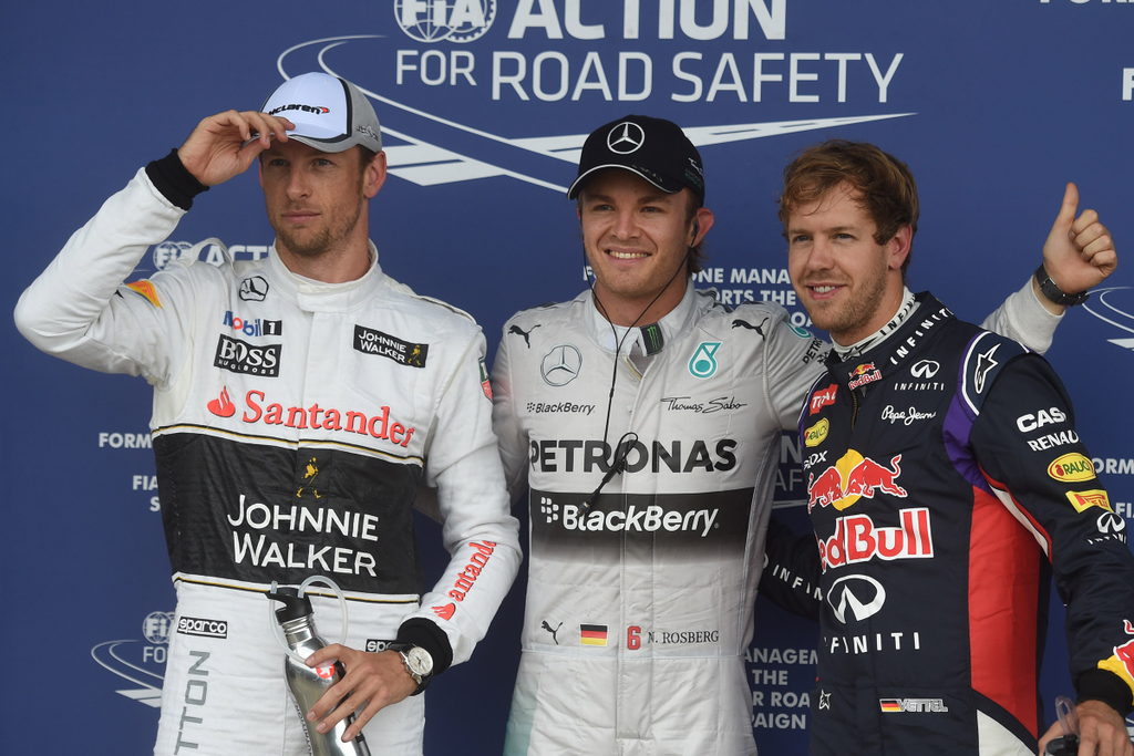 Forma-1, Jenson Button, Nico Rosberg, Sebastian Vettel, Brit Nagydíj 