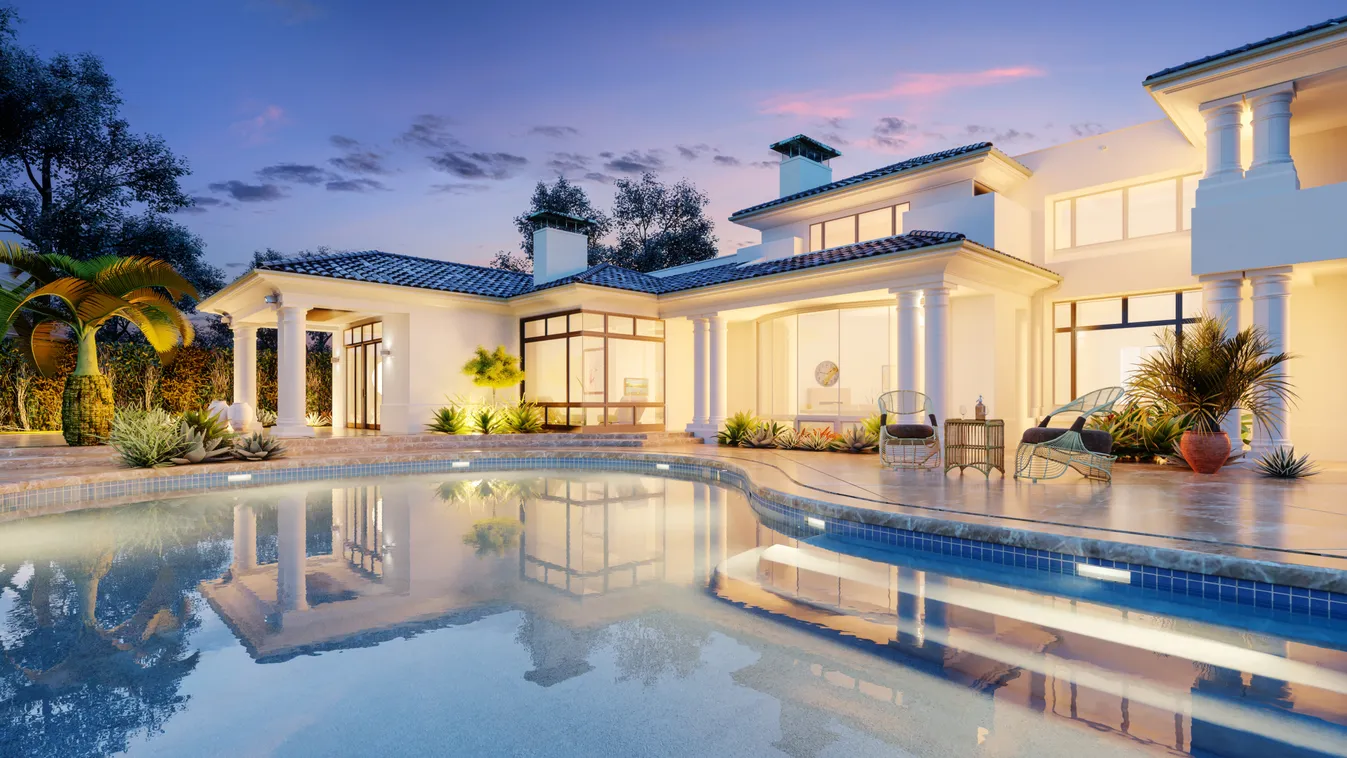 Expensive,Private,Villa.,Swimming,Pool,In,A,Private,House.,Evening 