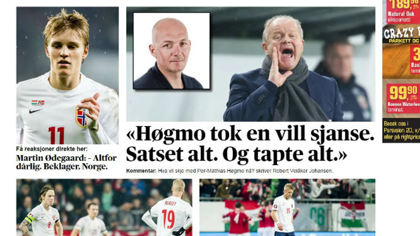 Aftenposten-hírek az Eb-selejtező után. Högmo mindent kockára tett és mindent elveszített. Ödegaard sajnálja 