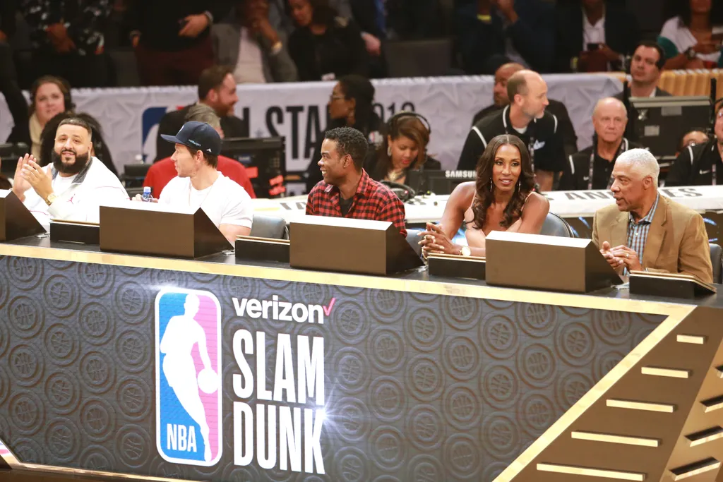 Celebrities At The 2018 State Farm All-Star Saturday Night GettyImageRank3 State SPORT HORIZONTAL Basketball - Sport FARM USA California City Of Los Angeles Photography Staples Center Lisa Leslie Mark Wahlberg Julius Erving Chris Rock Arts Culture and Ent