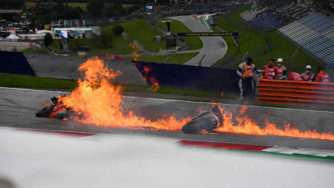 TOPSHOTS Horizontal MOTORCYCLING GRAND PRIX ACCIDENT-SPORT FLAME FIRES AND FIRE-FIGHTING 