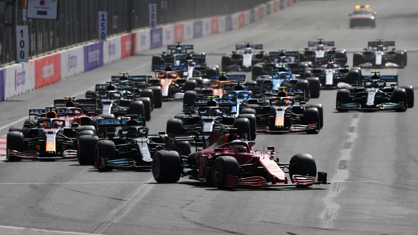 Forma-1, Azeri Nagydíj rajt, Charles Leclerc, Lewis Hamilton, Max Verstappen 
