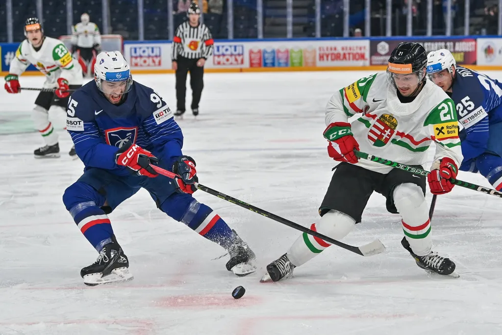 PAPP Kristóf Franciaország - Magyarország, jégkorong, hoki, világbajnokság, IIHF jégkorong-világbajnokság, Tampere Deck Arena, 2023.05.16. 
