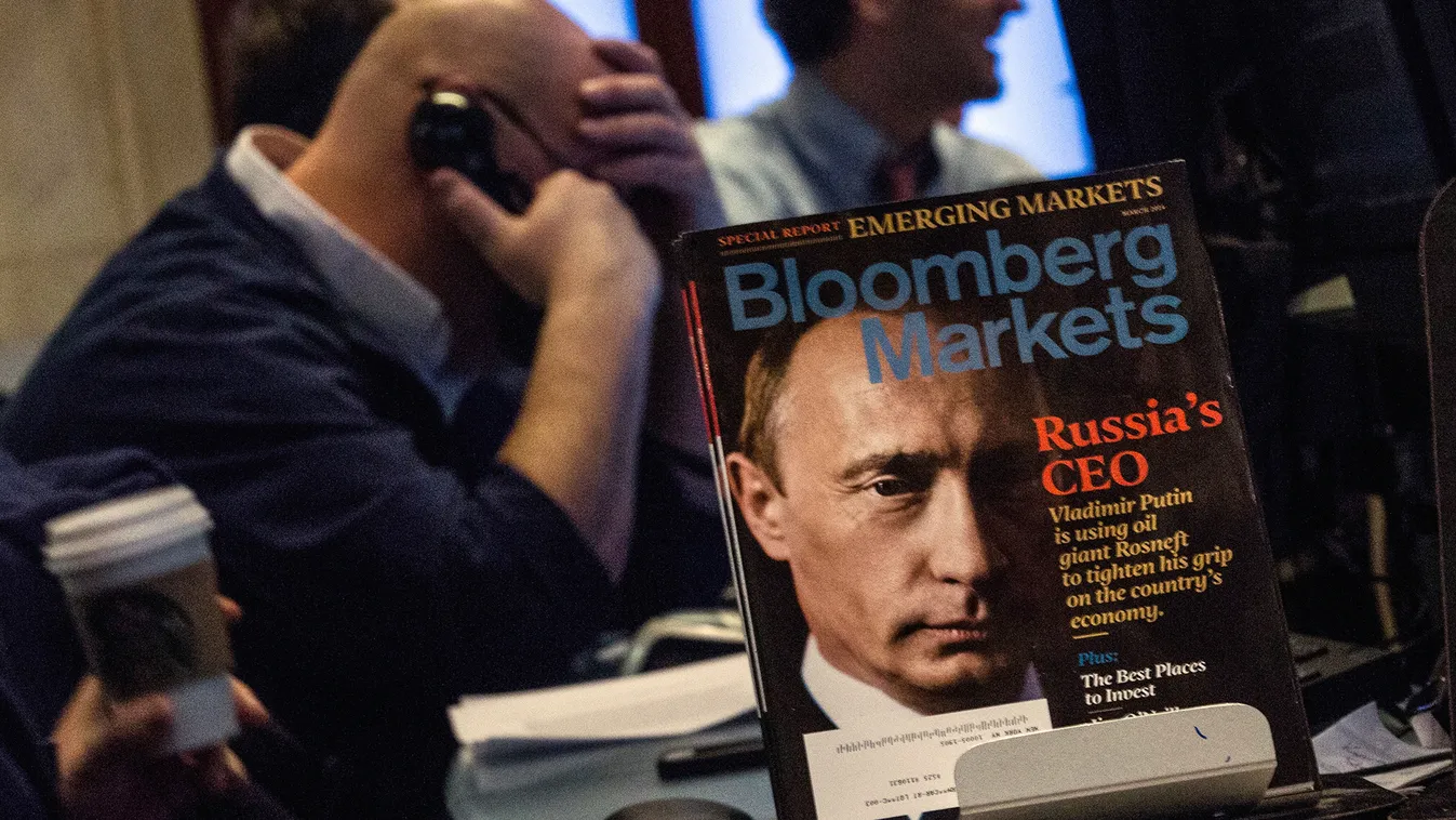 orosz gazdaság, oroszország, putyin, illusztráció, bloomberg magazin a new york-i tőzsdén 