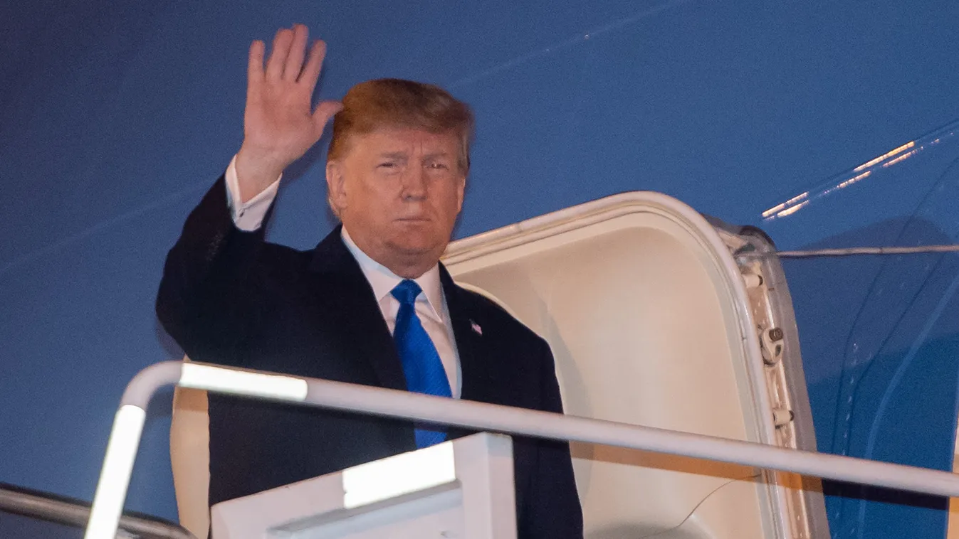 diplomacy Horizontal US President Donald Trump disembarks from Air Force One at Noi Bai International Airport in Hanoi on February 26, 2019, upon his arrival in Vietnam for a second summit with North Korean leader Kim Jong Un. (Photo by Saul LOEB / AFP) 