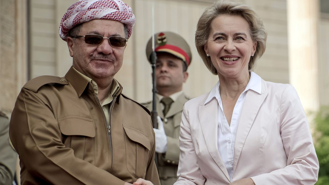 defence military Barzani Barsani German Minister of Defence Ursula von der Leyen (CDU, R) is received by the President of the region of Kurdistan in Northern Iraq, Masoud Barzani, in Erbil, Iraq, 23 September 2016. Von der Leyen is on an official visit to