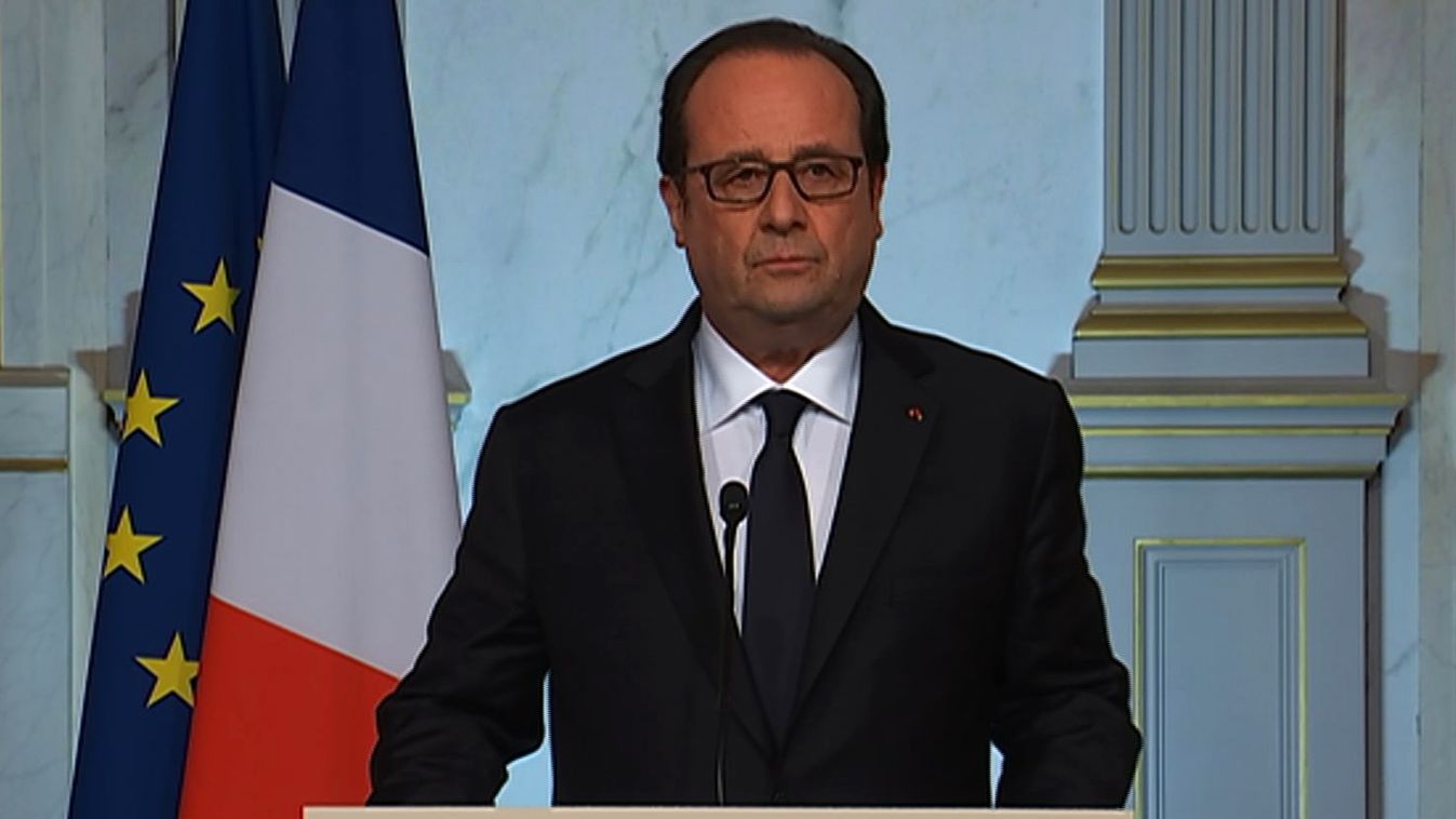 government Horizontal This screen grab from a TF1 broadcast shows French President Francois Hollande speaking about the attack in Nice early on July 15, 2016 at the Elysee in Paris.
A truck ploughed into a crowd in the French Riviera resort of Nice, killi