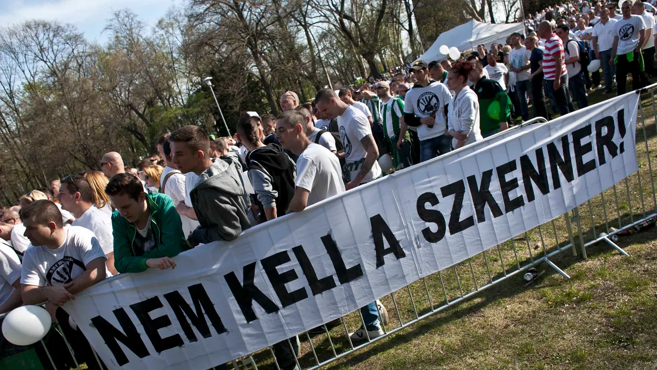 Az egyetértés napja tüntetés, Fradi-Ferencváros szurkolóinak demonstrációja a Népligetben 