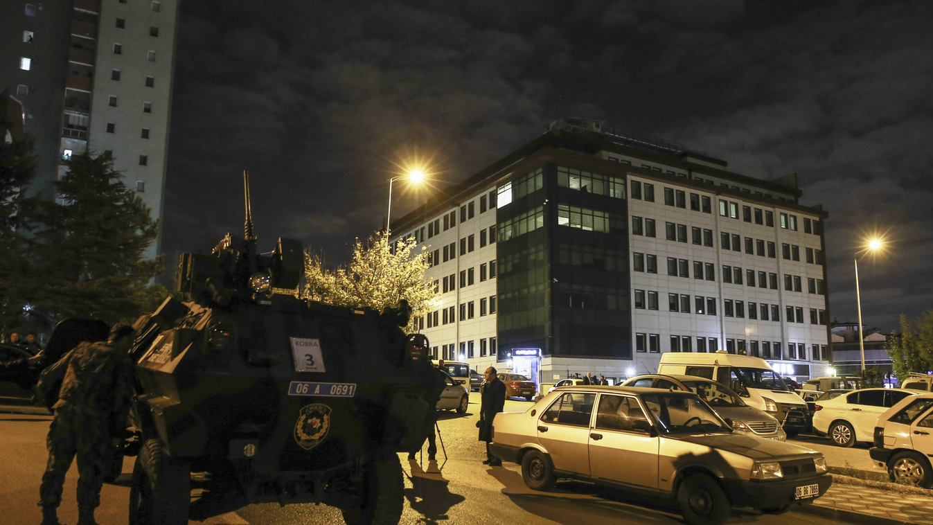 TURKEY Ankara terror attack ANKARA, TURKEY - OCTOBER 19 :  Turkish police officers stand guard around the building where suspected Daesh member was captured dead in a counter-terrorism operation in Ankara, Turkey on October 19, 2016. The suspect, who did 