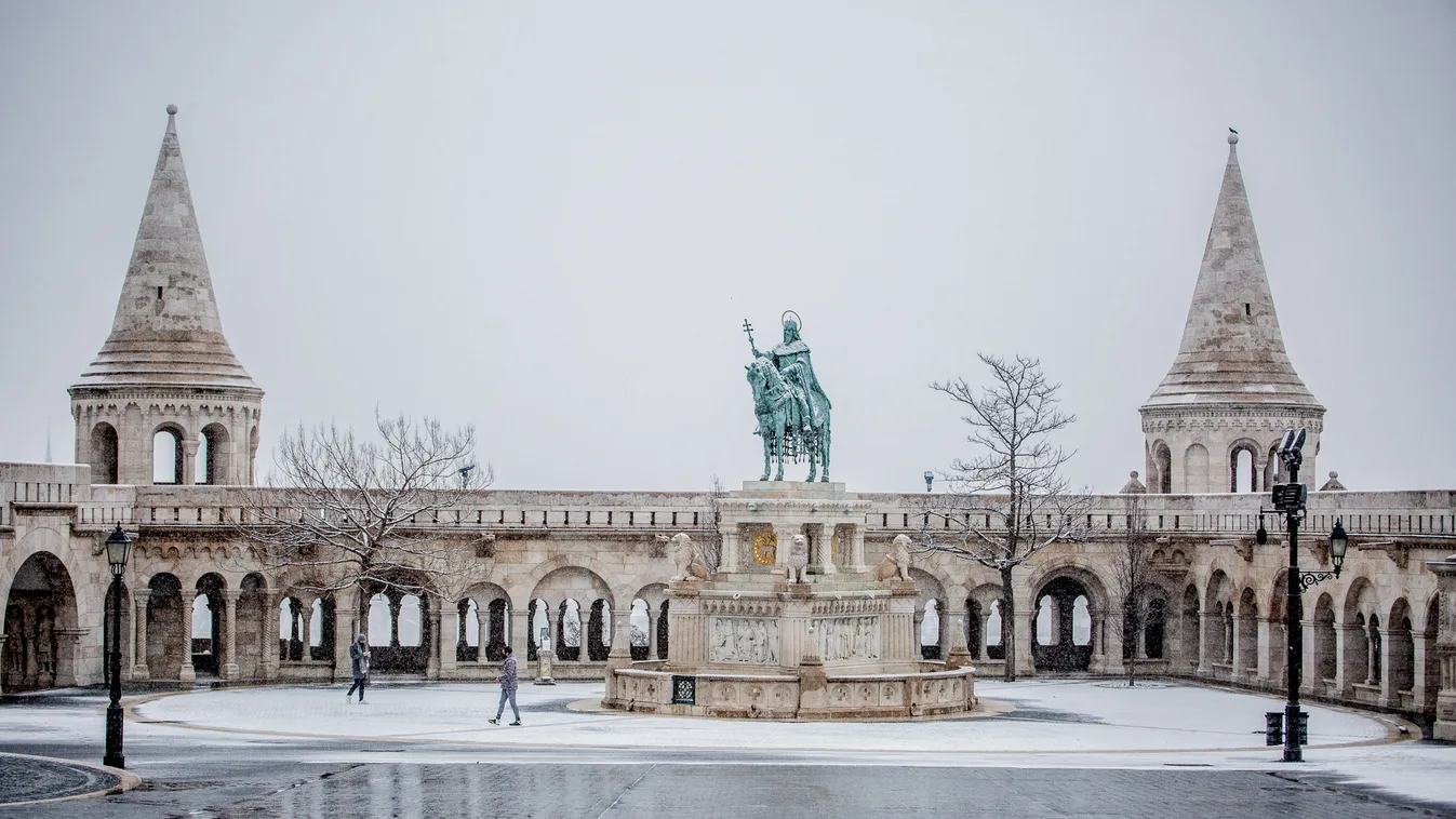 havazás, hó, Budapest, időjárás, tél, város, Halászbástya 