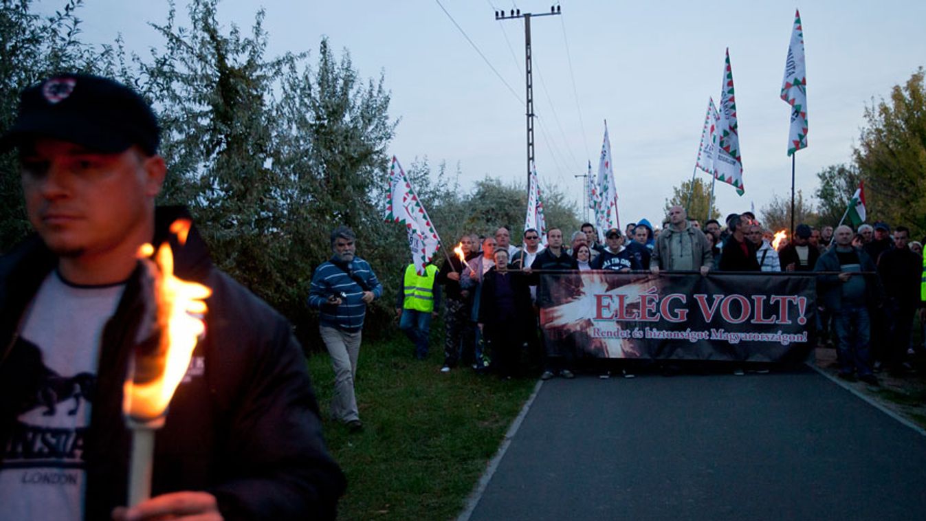 Jobbik tüntetés Soroksáron, amelyet a múlt heti gyilkosság miatt szerveztek 