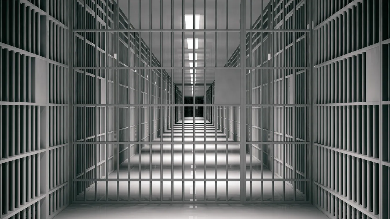Prison,Interior.,Jail,Cells,And,Shadows,,Dark,Background.,3d,Illustration 