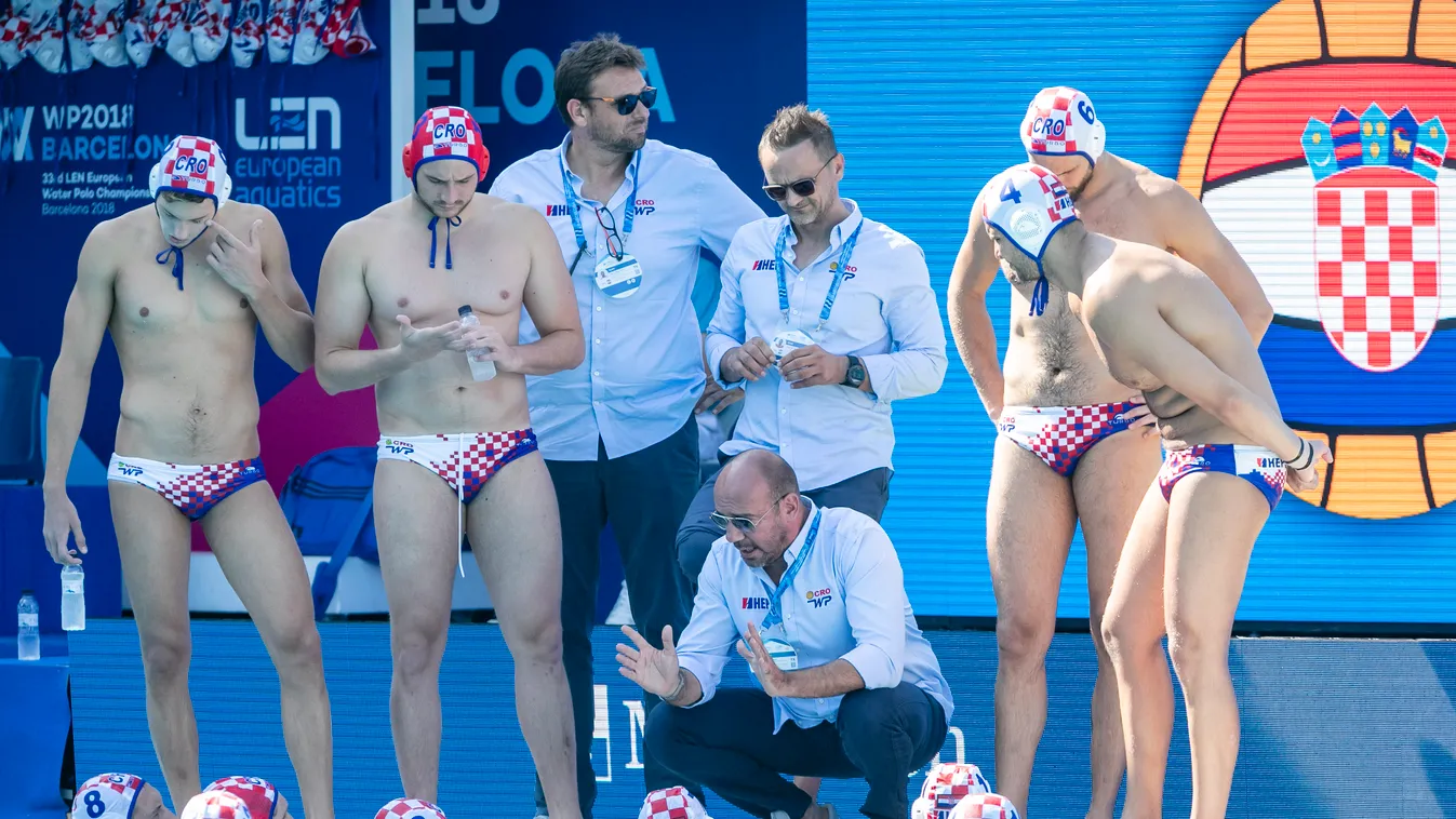 Croatia v Netherlands - 33rd LEN European Waterpolo Championships NurPhoto General News Barcelona - Spain July 16 2018 16th July 2018 PLAYER WATERPOLO team sport water polo water &amp ball sports sports swimming recreation competition competition event fu