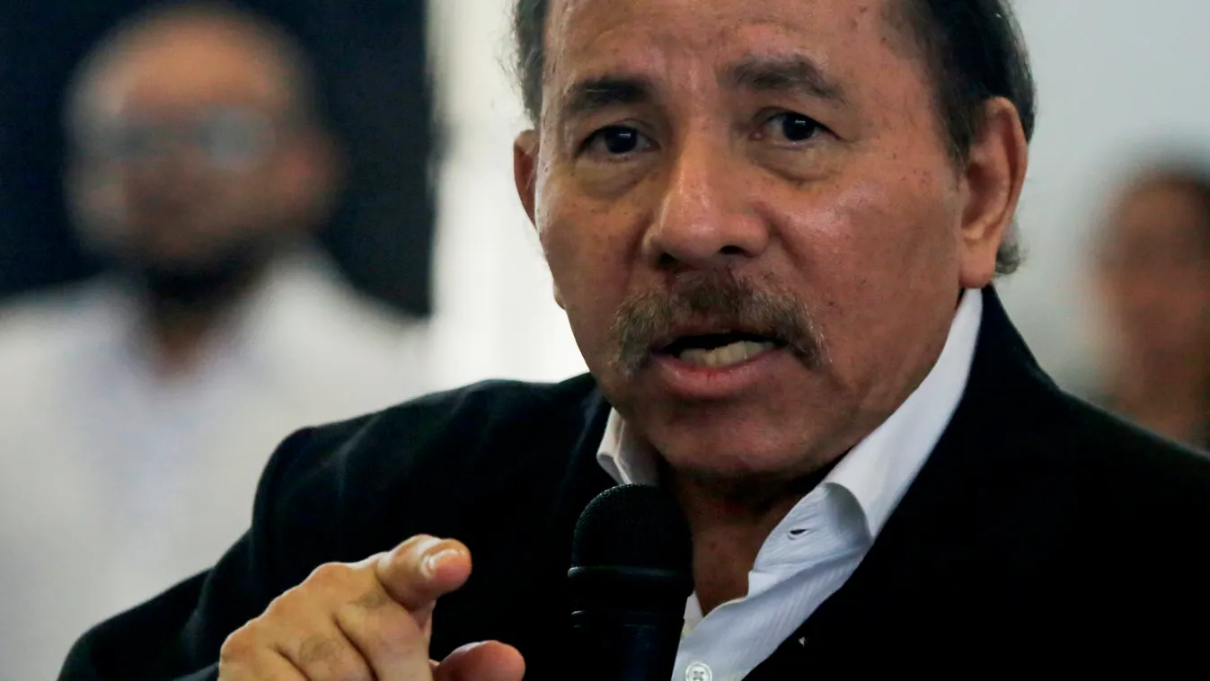 government Horizontal Nicaraguan President Daniel Ortega speaks during talks with Nicaragua's Roman Catholic bishops and the opposition in a bid to quell a month of anti-government unrest that has seen more than 50 people killed, in Managua on May 16, 201