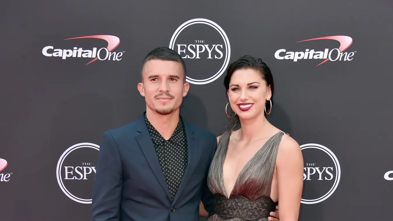 The 2018 ESPYS - Arrivals GettyImageRank2 People Formalwear SHOES DRESS SUIT SANDAL SPORT VERTICAL Full Length Mustache Soccer - Sport USA Black Color BLUE COLOUR CAST Gray California City Of Los Angeles Pants Button Down Shirt Silver Colored Blazer - Jac