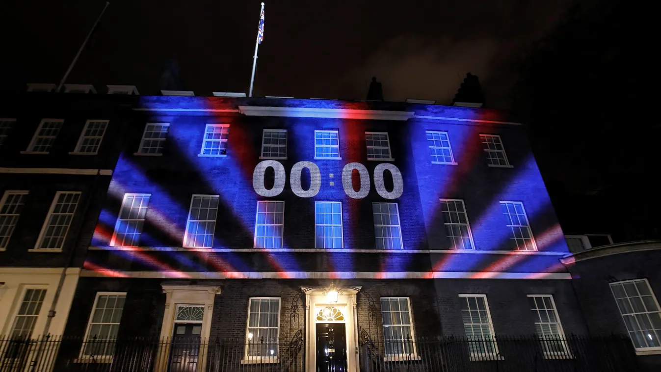 politics Horizontal A digital Brexit countdown clock shows 00:00 as the time reaches 11 o'clock, as it is projected onto the front of 10 Downing Street, the official residence of Britain's Prime Minister, in central London on January 31, 2020, as Britain 