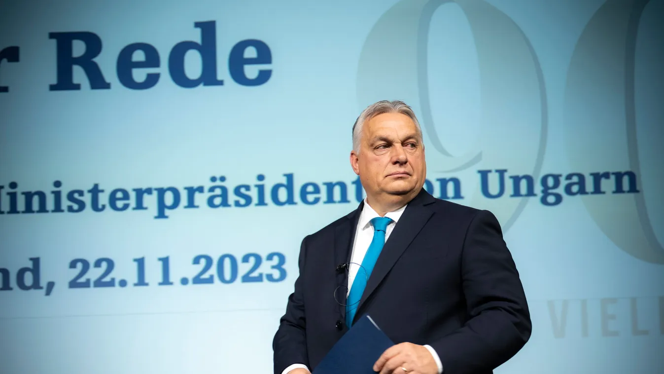 ORBÁN Viktor, Zürich, miniszterelnök beszédet mond, Weltwoche svájci konzervatív hetilap jubileumi ünnepség, 2023. 11. 22. 
