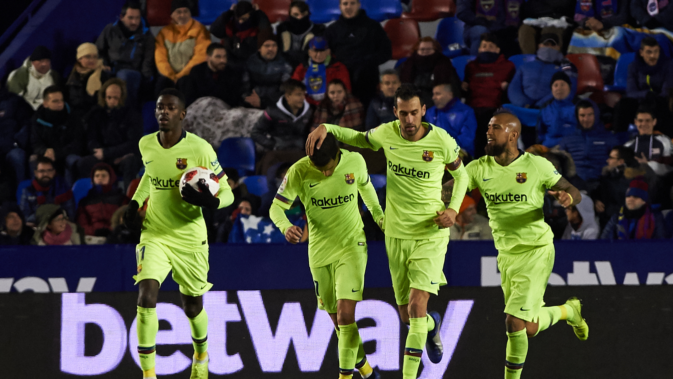 Levante v FC Barcelona - Copa del Rey Round of 16 Levante Barcelona Copa del Rey futbol soccer Spain PLAYER sport venue football player SOCCER PLAYER TEAM STADIUM games team sport arena forward GRASS person SPORT GAME ball FIELD outdoor PLAYING MAN MATCH 