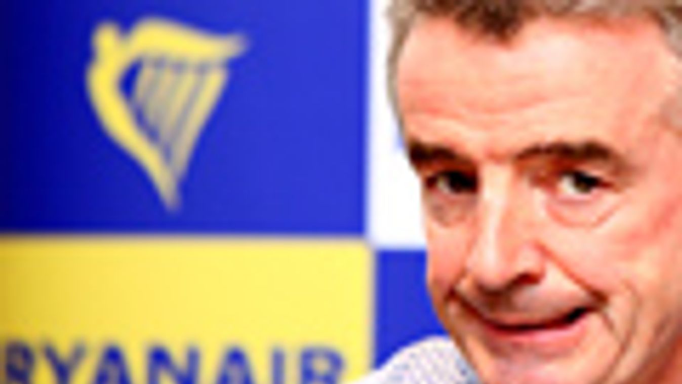 Michael O'Leary a Ryanair olcsó légitársaság vezére, fapados, sajtótájékoztató