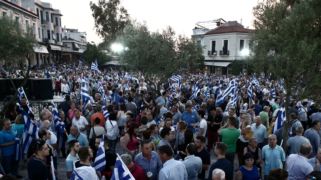 Pre-election Rally Opposition New Democracy Conservative Party In Athens tive party in Athens  NEW DEMOCRACY Kyriakos Kyriakos Mitsotakis Mitsotakis conservative party president Greek national elections 2019 greek politics politician Athens Greece pre ele