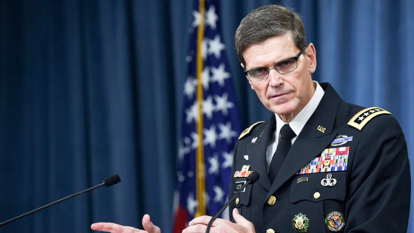 Horizontal MILITARY HEADQUARTERS This US Army photo shows General Joseph L. Votel, commander, US Central Command,as he  briefs the media in the Pentagon Briefing April 29, 2016 in Washington,DC. 
Votel discussed the release of the US Forces-Afghanistan in