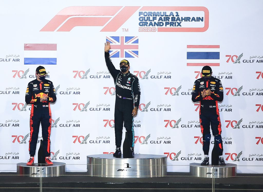 Forma-1, Bahreini Nagydíj, Max Verstappen, Lewis Hamilton, Alexander Albon 