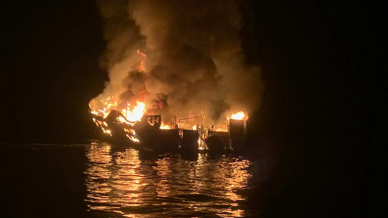Kalifornia, Santa Cruz, hajó, kigyulladt hajó, tűz, baleset, halálos baleset 